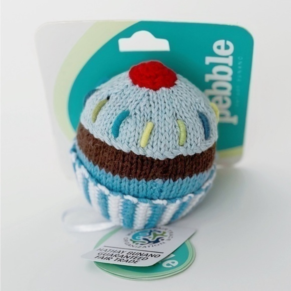 NWT  Pebble Organic Cupcake Rattle Baby Toy​